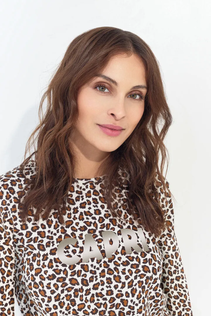MERAKI - Sweat noir coton bio imprimé léopard message doré