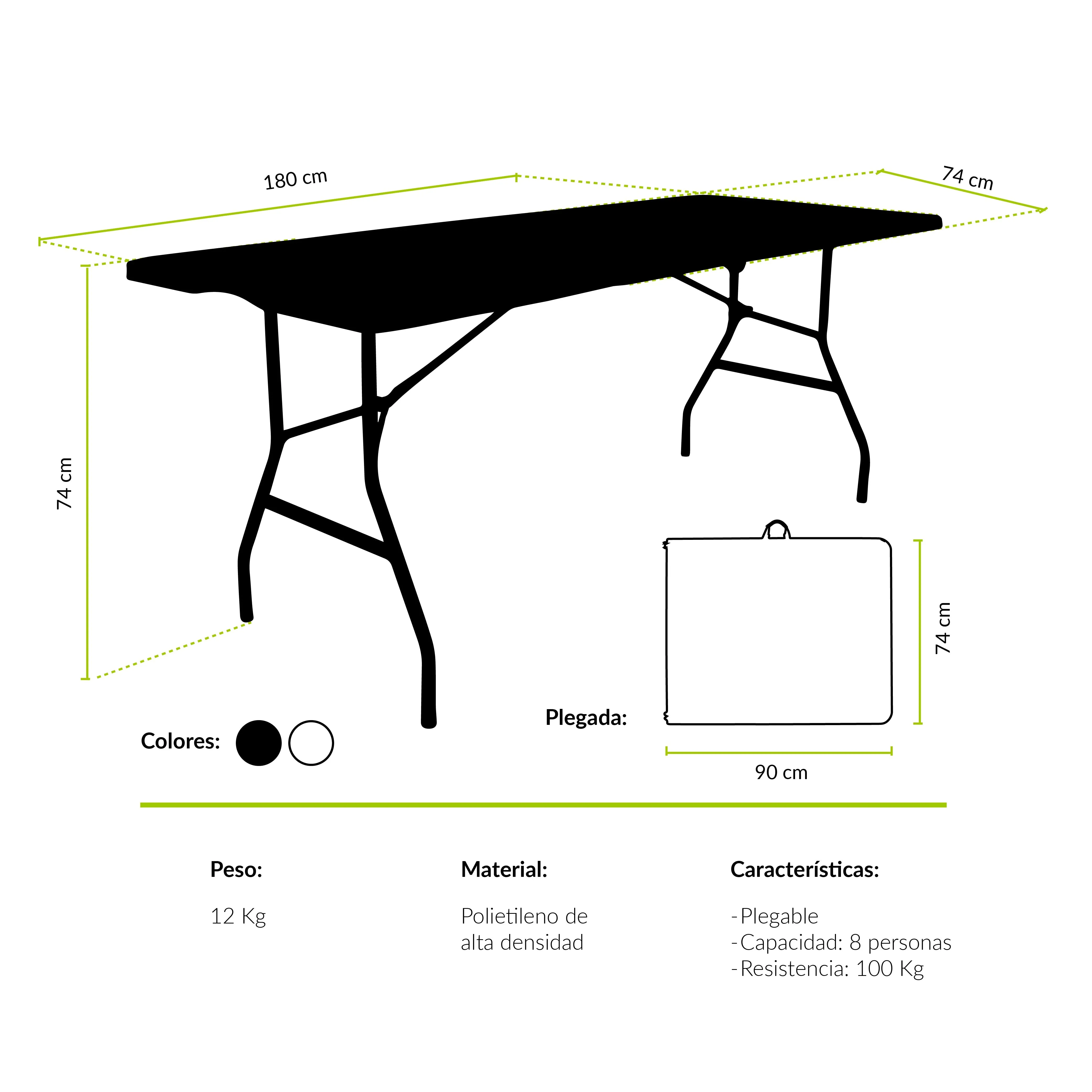 Mesa de camping plegable Calbuco 180 cm Atakama Outdoor