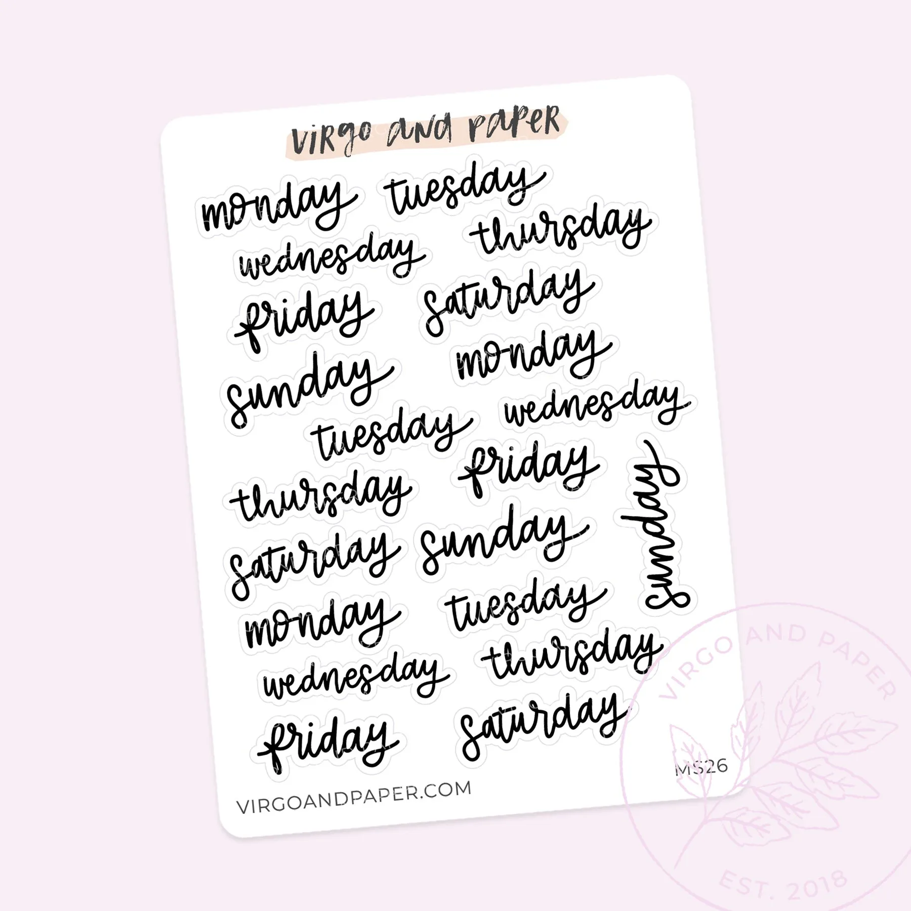 Mini Day of the Week Labels