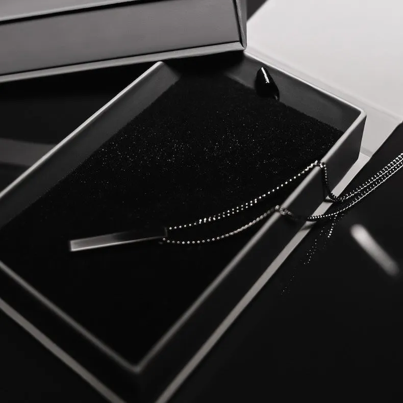 Minimal Bar Necklace (V2) All Black
