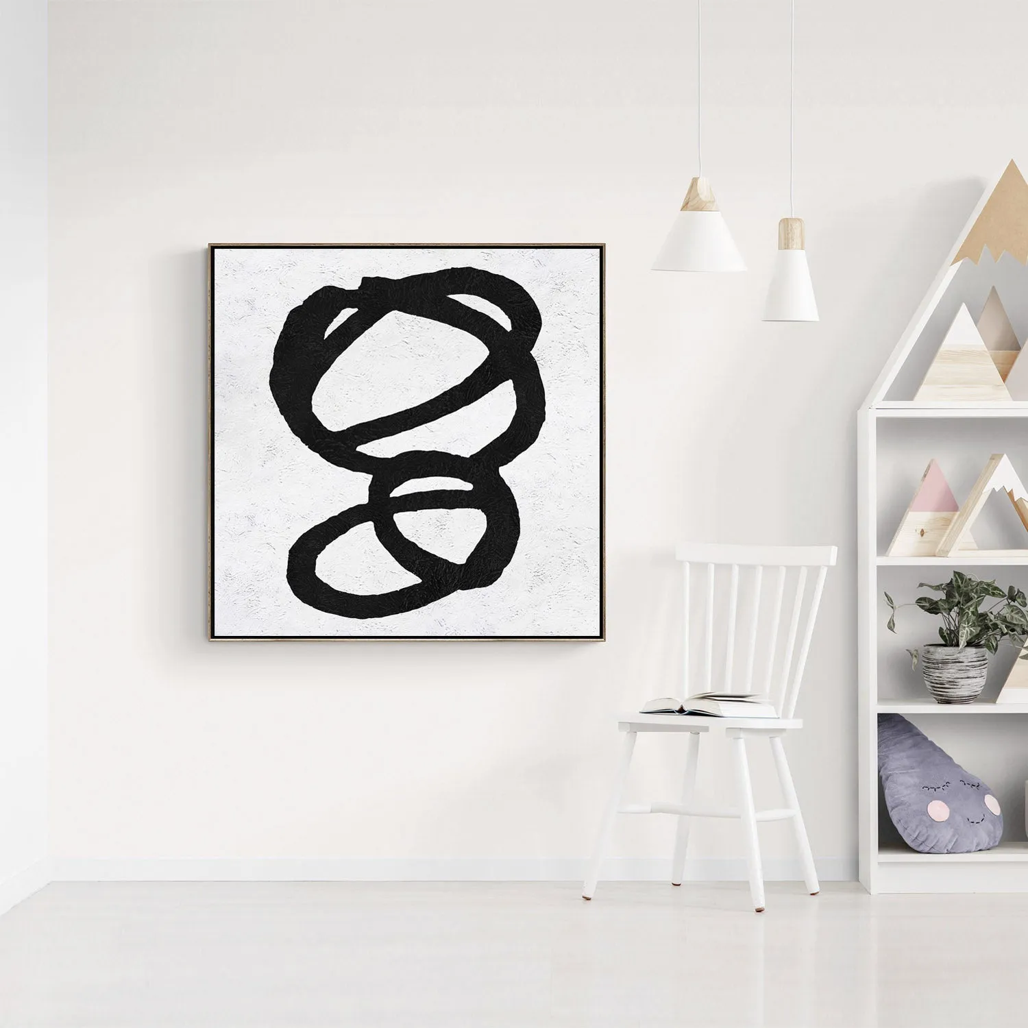 Minimal Black and White Painting MN140A
