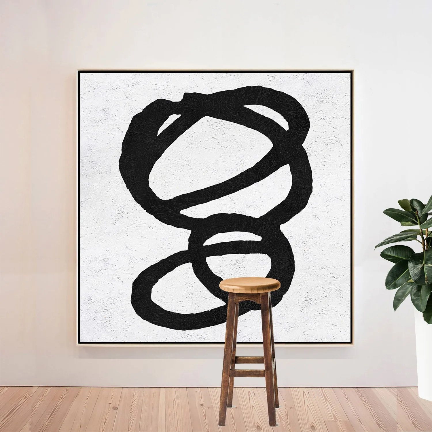 Minimal Black and White Painting MN140A