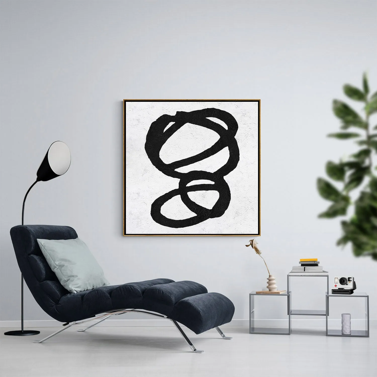 Minimal Black and White Painting MN140A