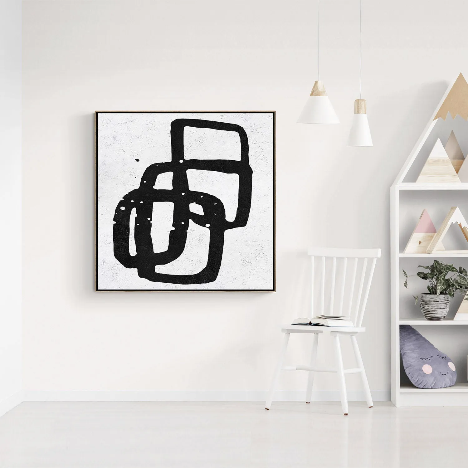 Minimal Black and White Painting MN95A