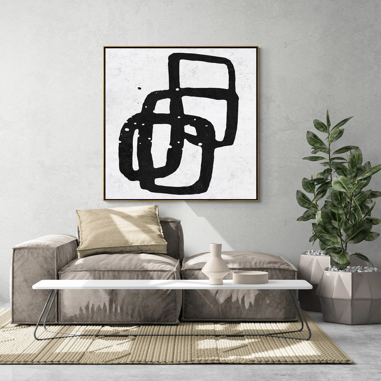 Minimal Black and White Painting MN95A