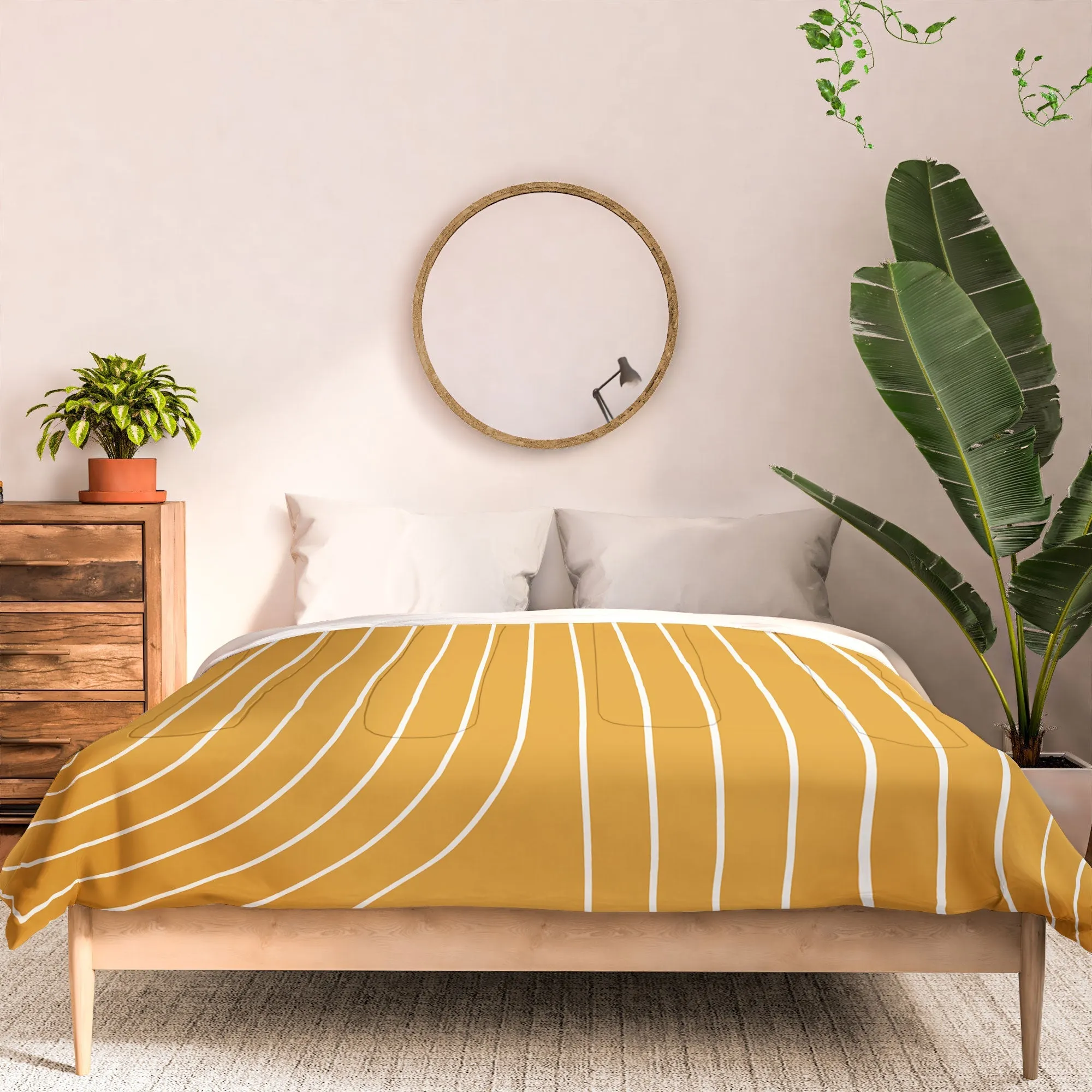 MINIMAL LINE CURVATURE GOLD DUVET / COMFORTER