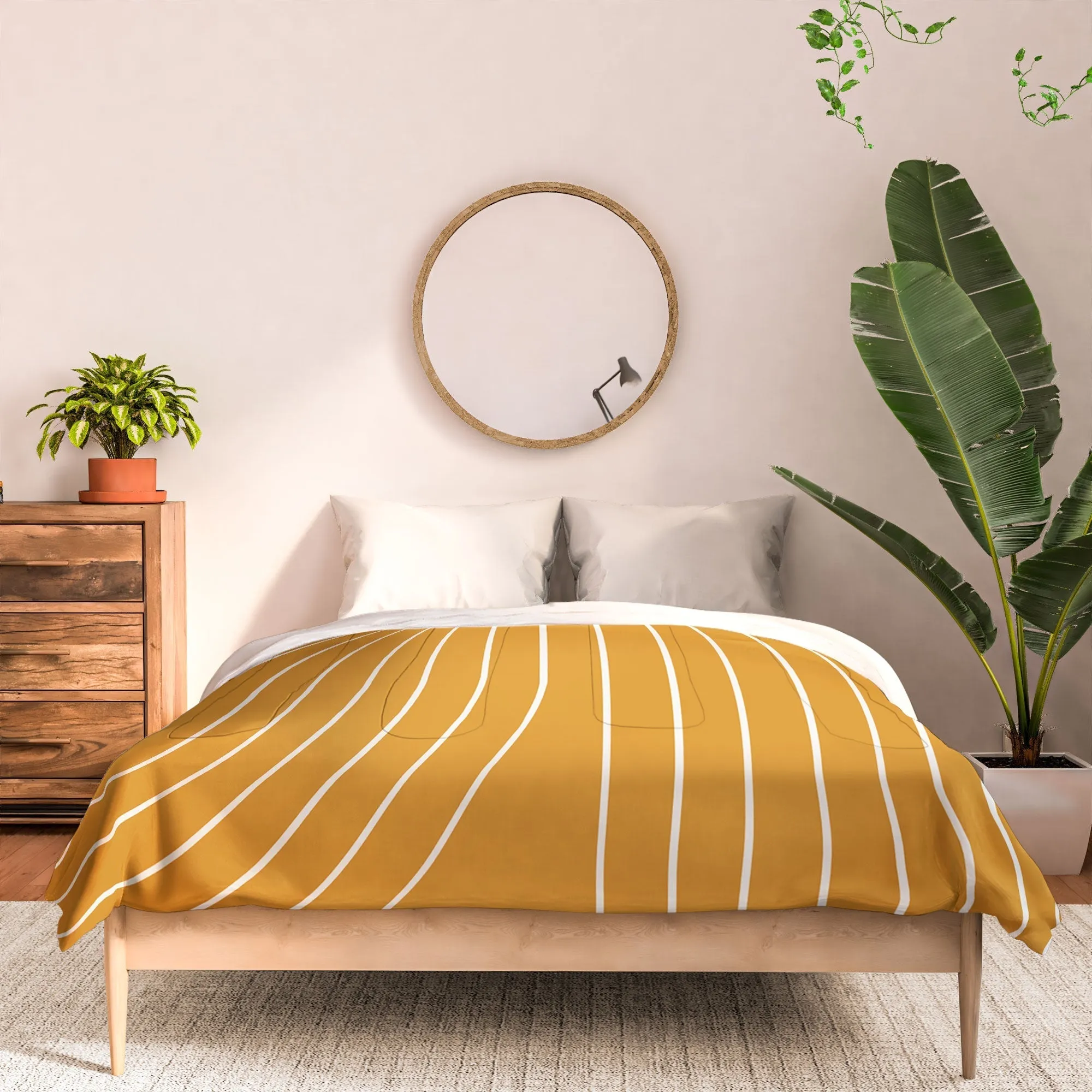 MINIMAL LINE CURVATURE GOLD DUVET / COMFORTER