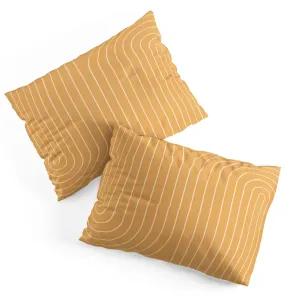 MINIMAL LINE CURVATURE ORANGE PILLOW SHAMS