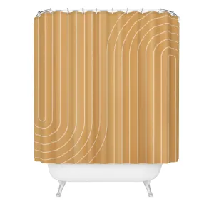 MINIMAL LINE CURVATURE ORANGE SHOWER CURTAIN