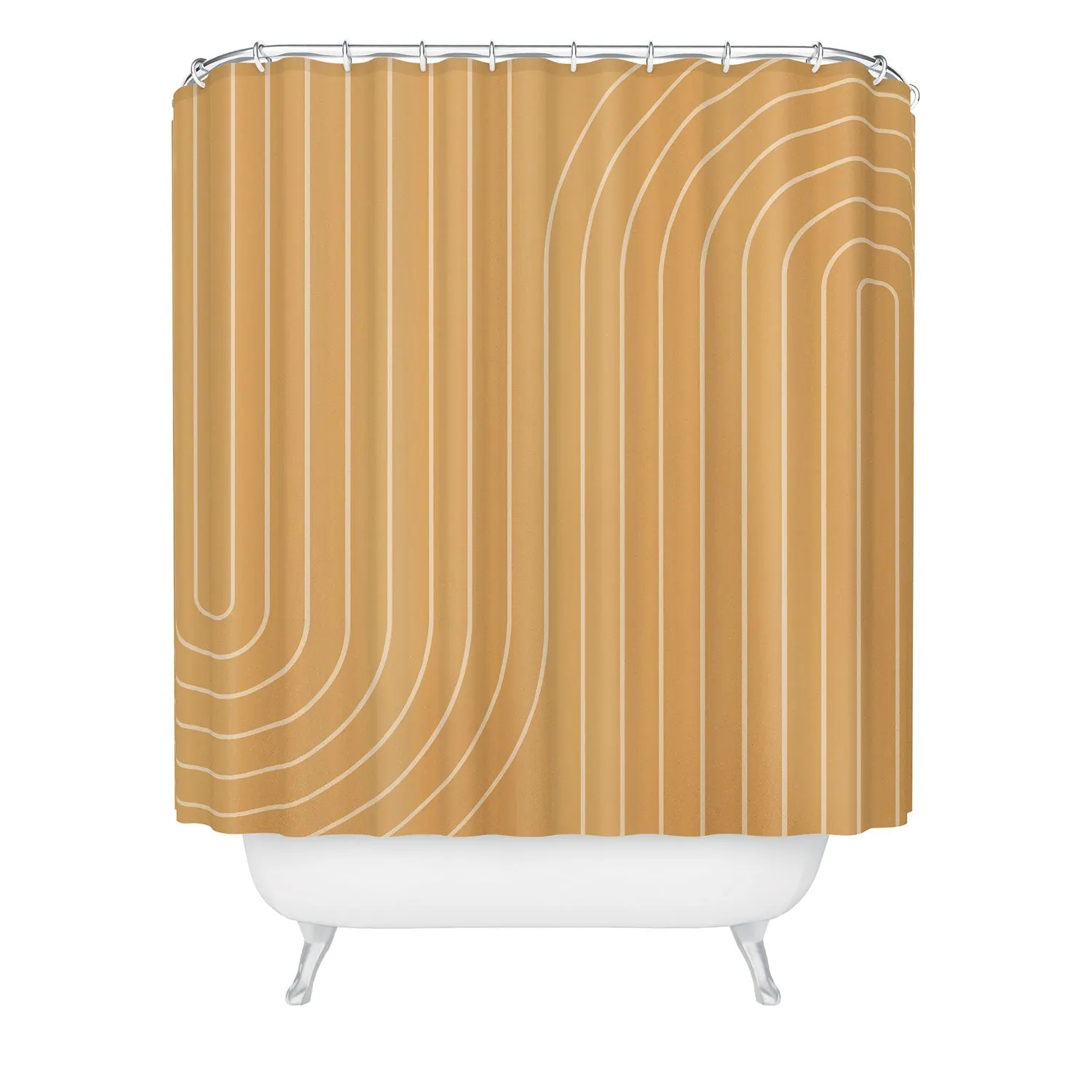 MINIMAL LINE CURVATURE ORANGE SHOWER CURTAIN