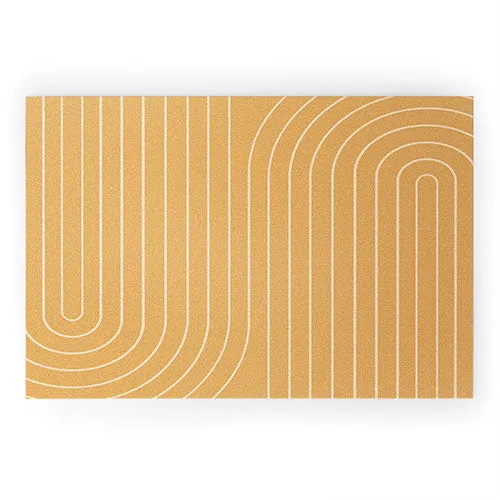 Minimal Line Curvature Orange Welcome Mat