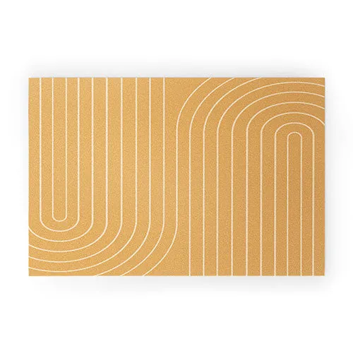 Minimal Line Curvature Orange Welcome Mat