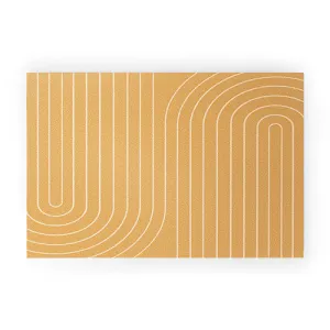 Minimal Line Curvature Orange Welcome Mat
