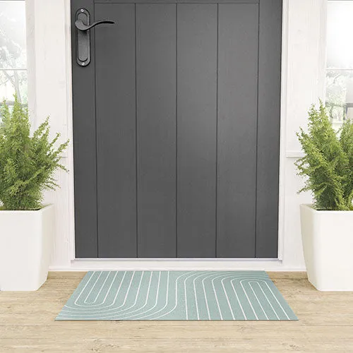 Minimal Line Curvature Sage Welcome Mat