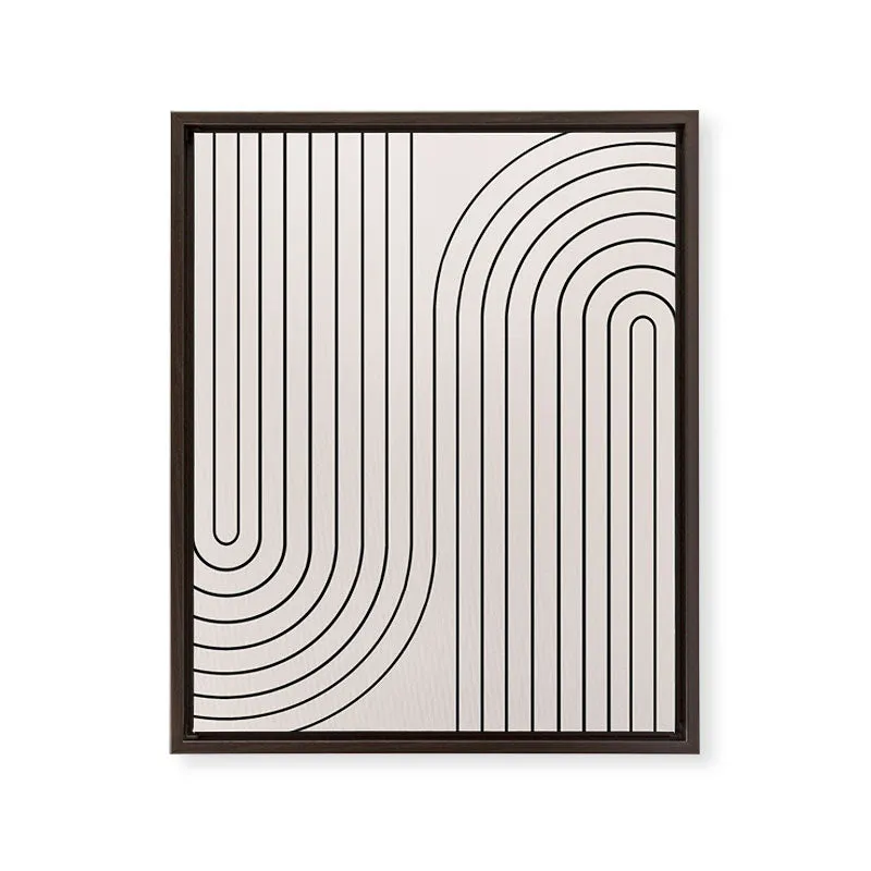 Minimal Line Curvature White Art Canvas