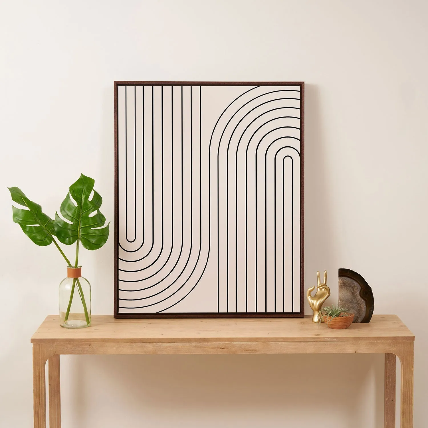 Minimal Line Curvature White Art Canvas
