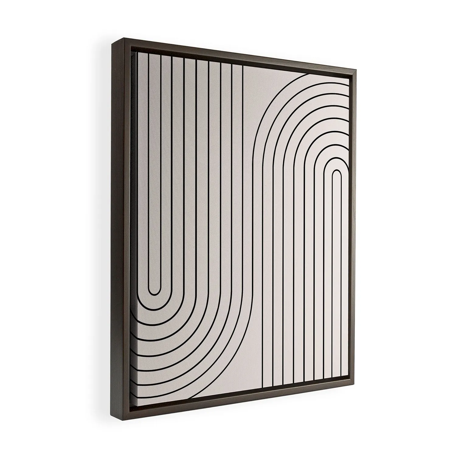 Minimal Line Curvature White Art Canvas