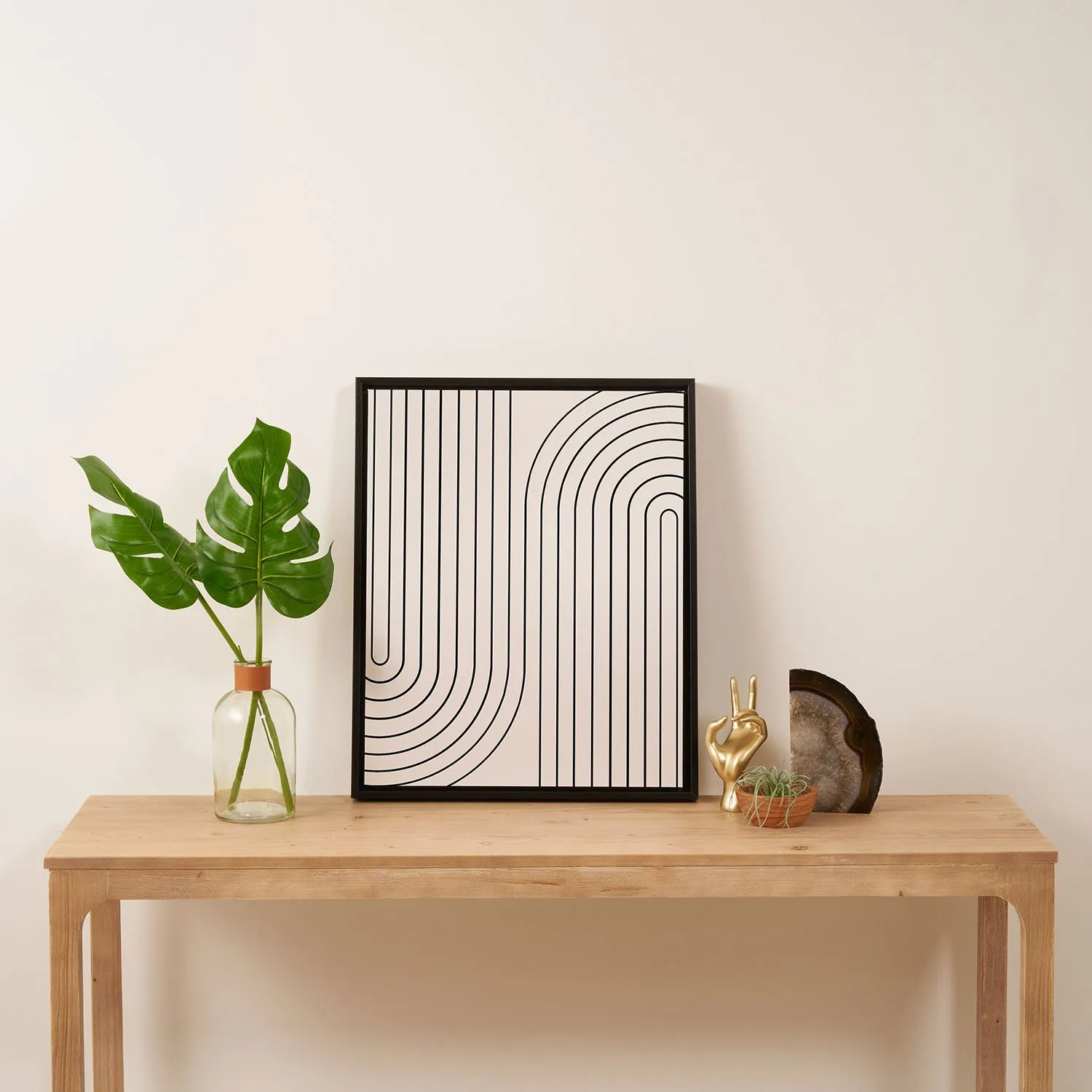 Minimal Line Curvature White Art Canvas