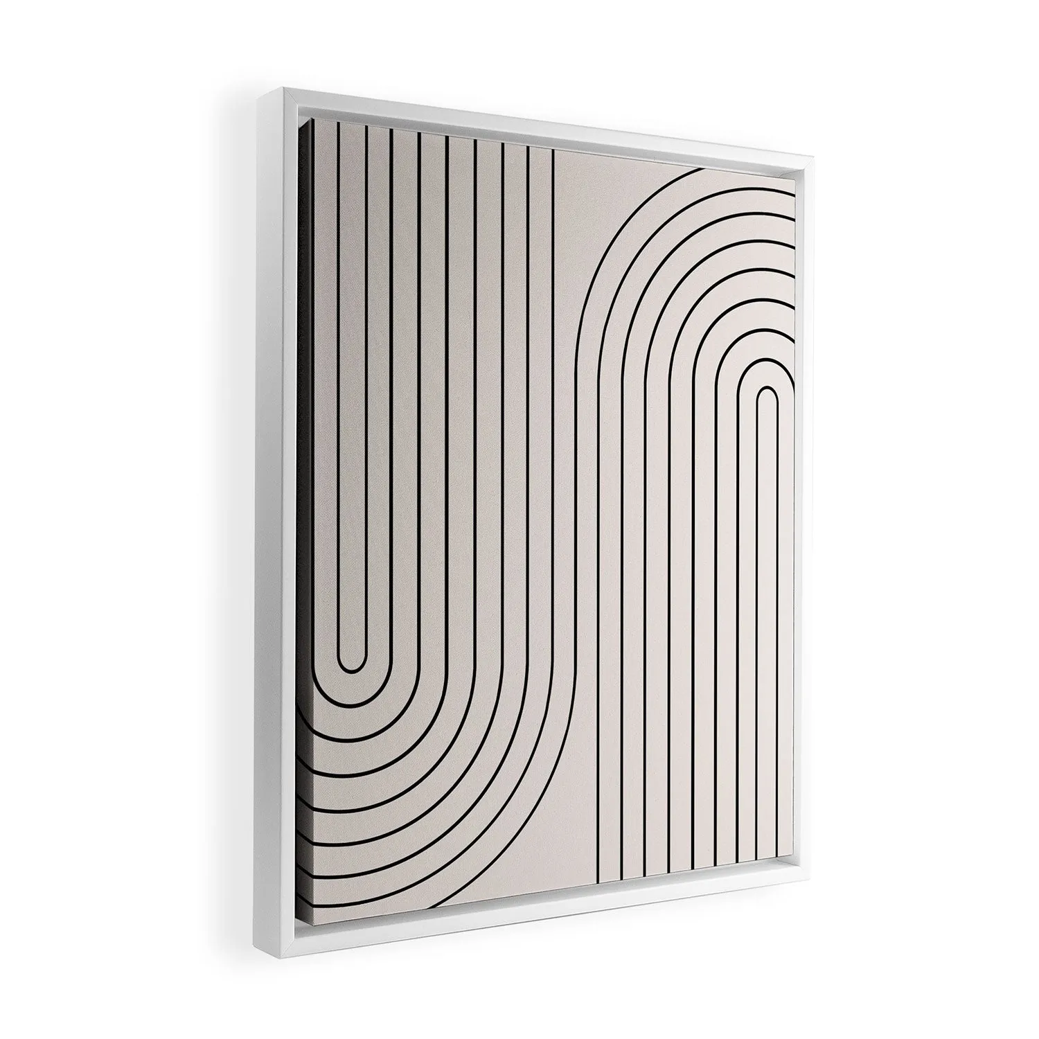 Minimal Line Curvature White Art Canvas
