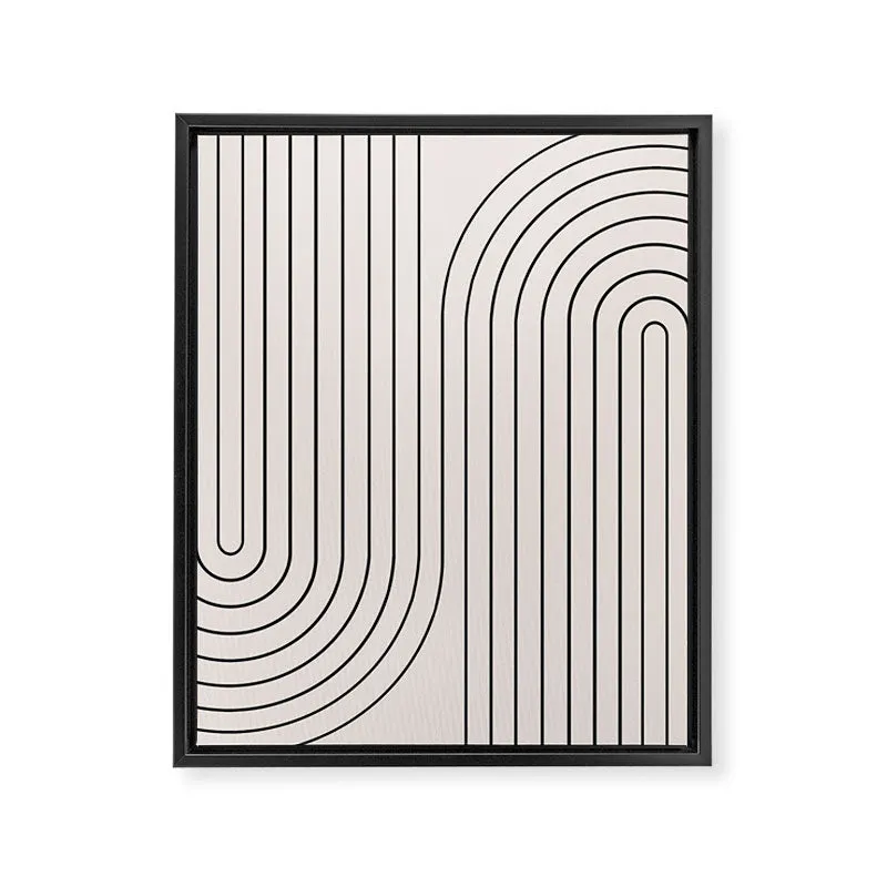 Minimal Line Curvature White Art Canvas