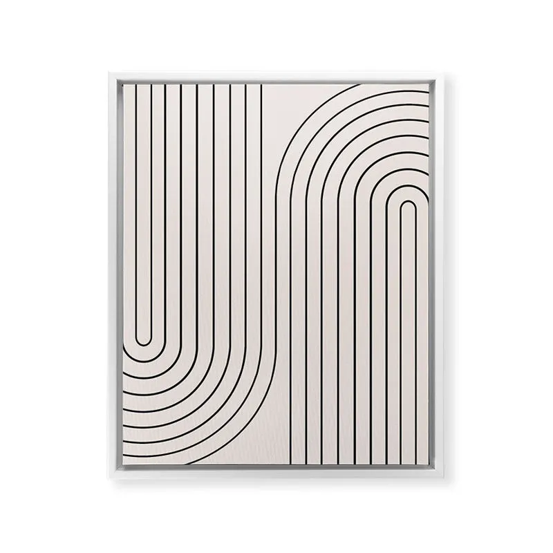 Minimal Line Curvature White Art Canvas