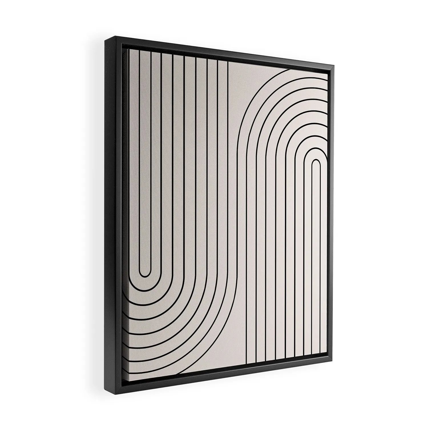 Minimal Line Curvature White Art Canvas