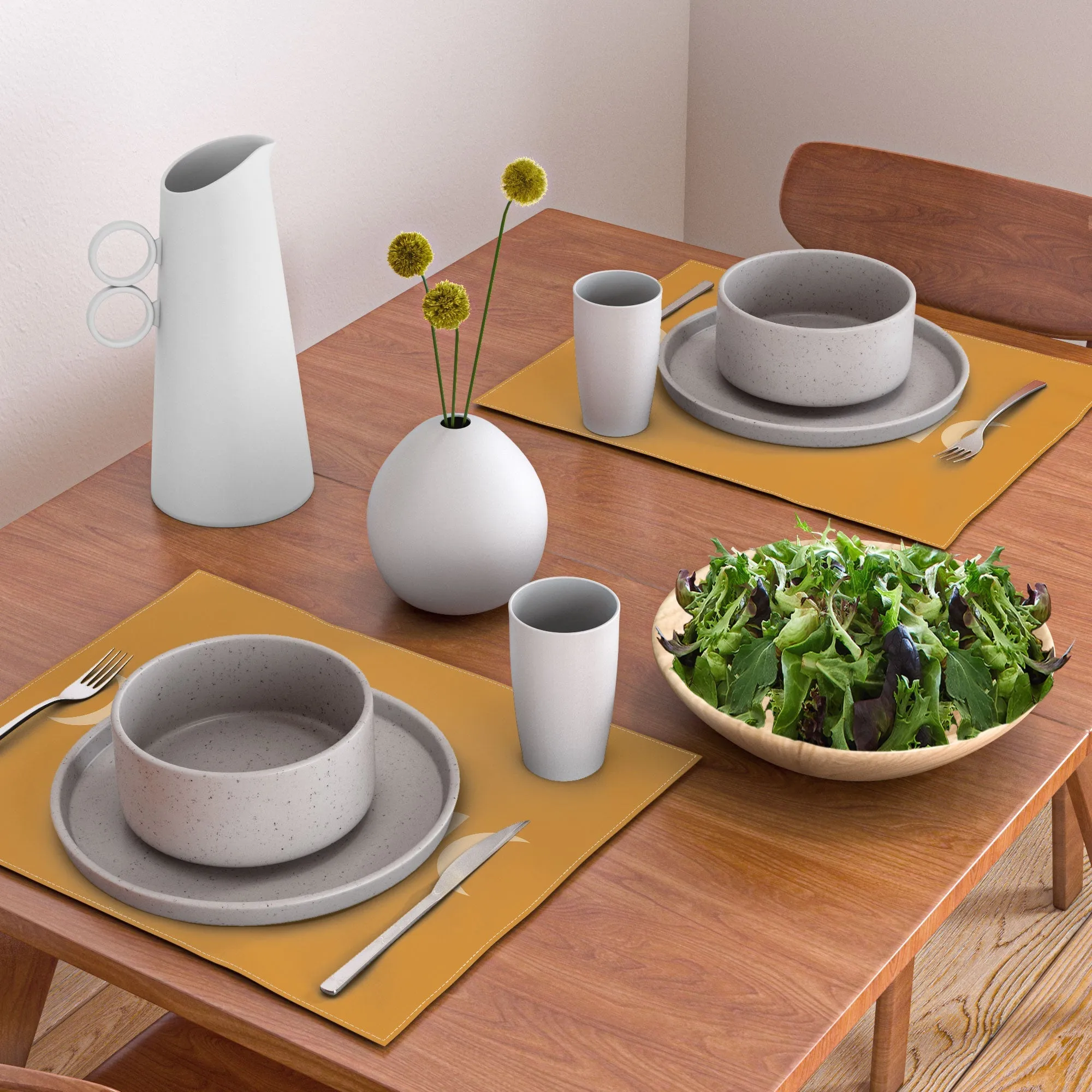 Minimal Moon Phases Orange Placemat
