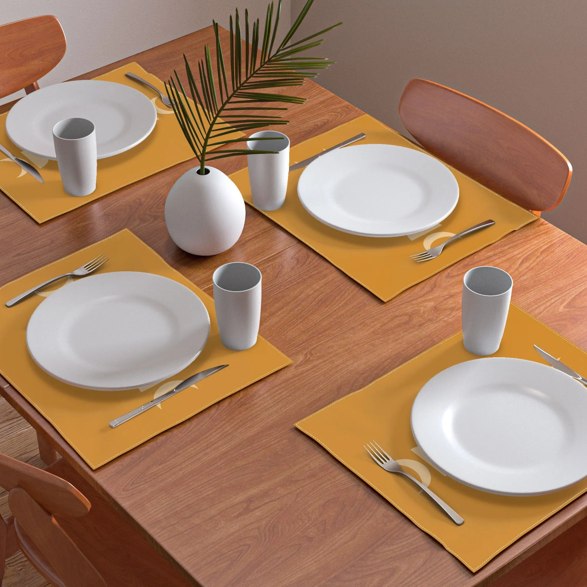 Minimal Moon Phases Orange Placemat