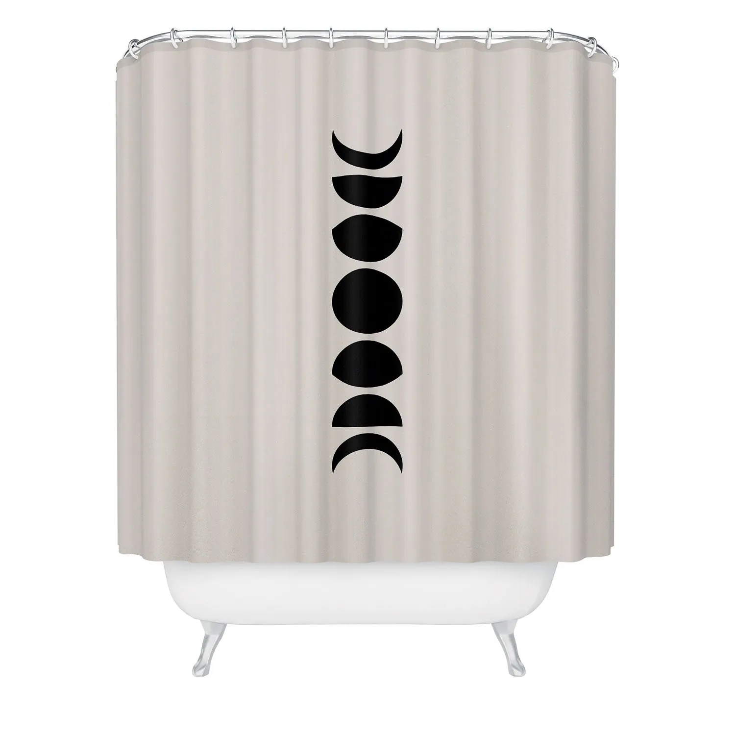 MINIMAL MOON PHASES WHITE SHOWER CURTAIN