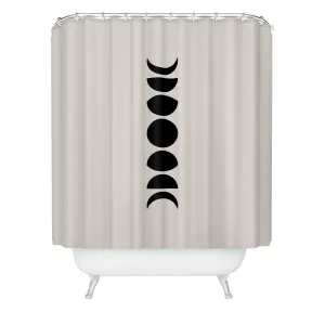 MINIMAL MOON PHASES WHITE SHOWER CURTAIN