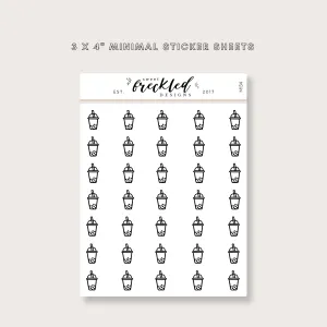 Minimalistic Mini Boba Bubble Tea Stickers