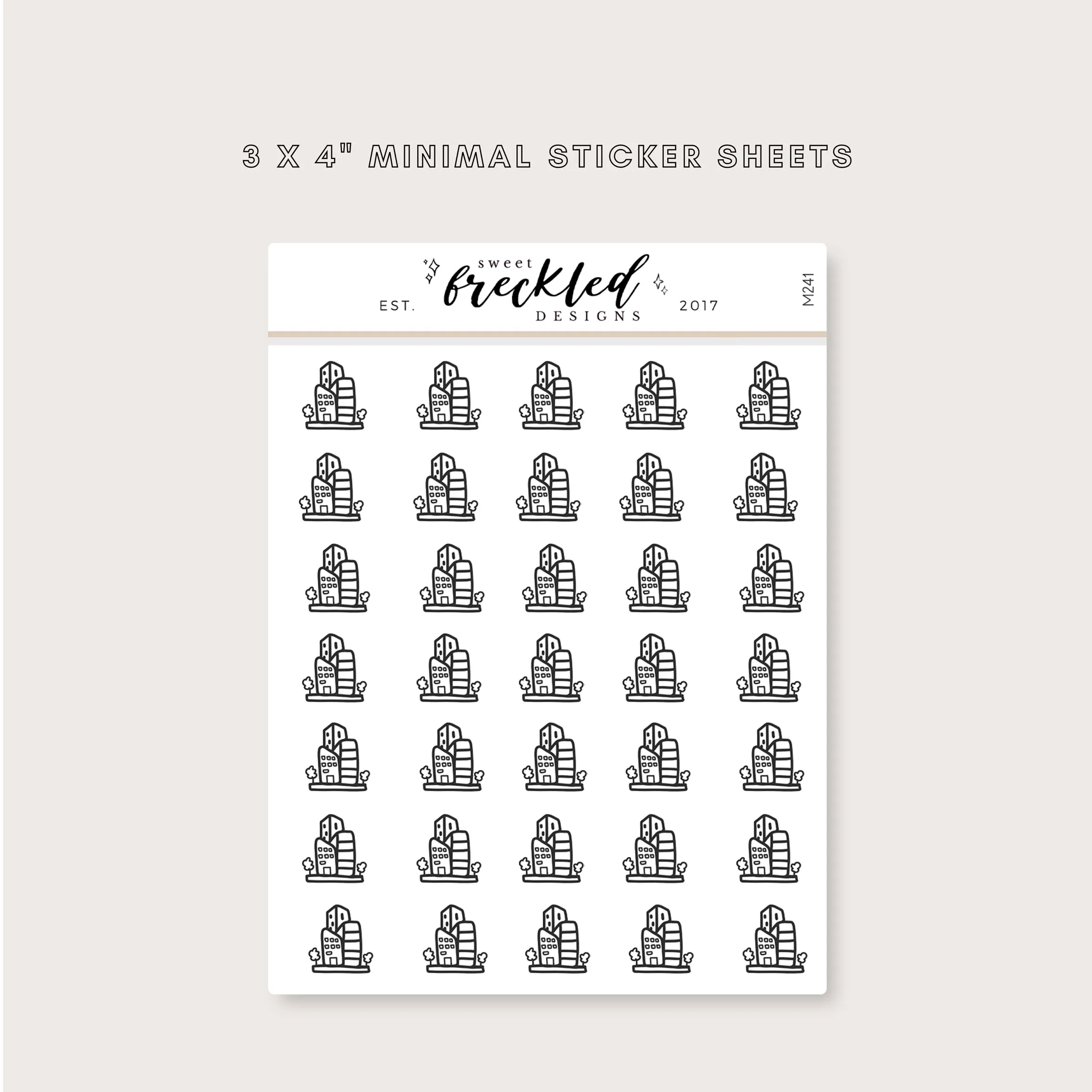 Minimalistic Mini City Office Building Stickers
