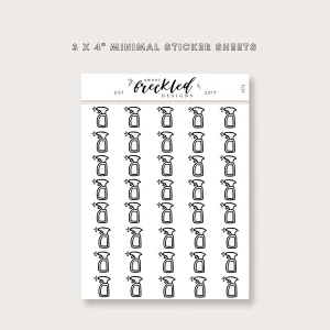 Minimalistic Mini Cleaning Spray Bottle Stickers
