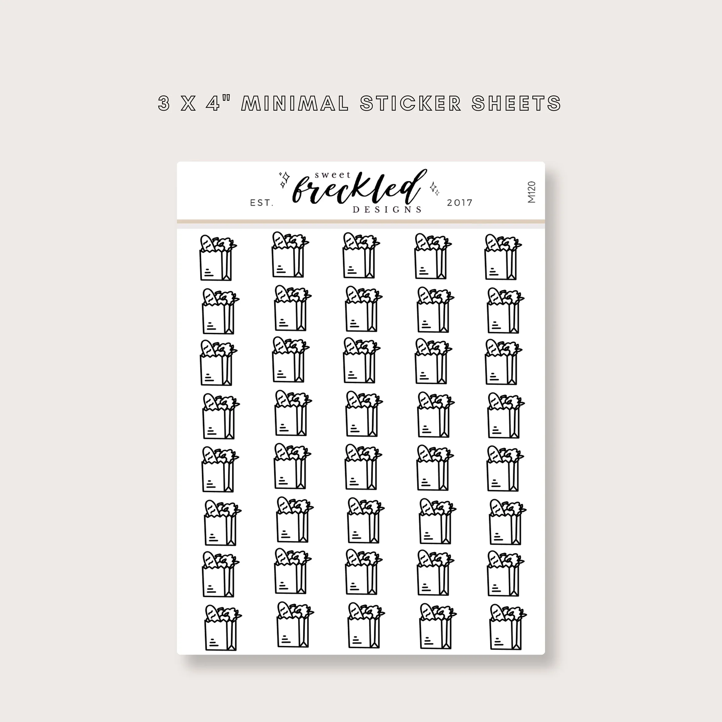 Minimalistic Mini Groceries Grocery Bag Shopping Stickers