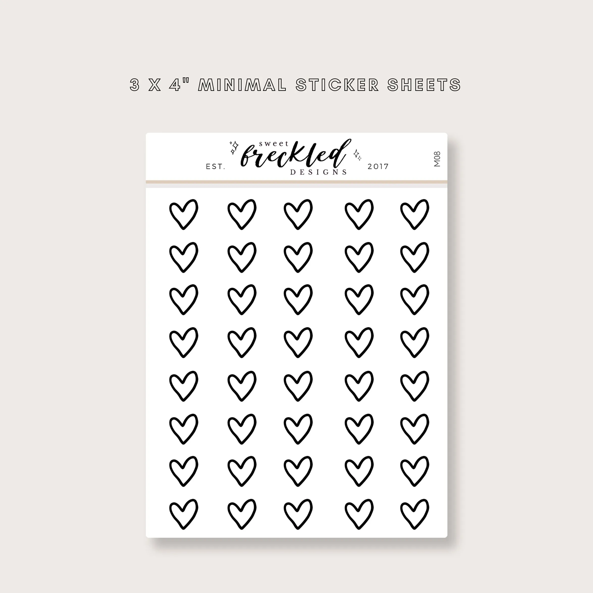 Minimalistic Mini Heart Stickers (3 Colors Available)