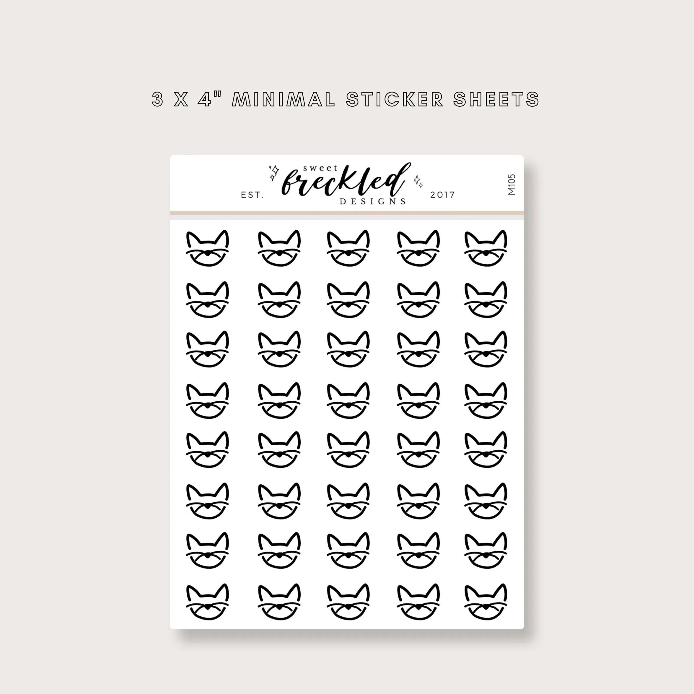 Minimalistic Mini Kitty Cat Stickers