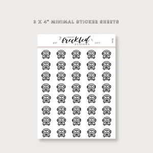 Minimalistic Mini School Bus Stickers