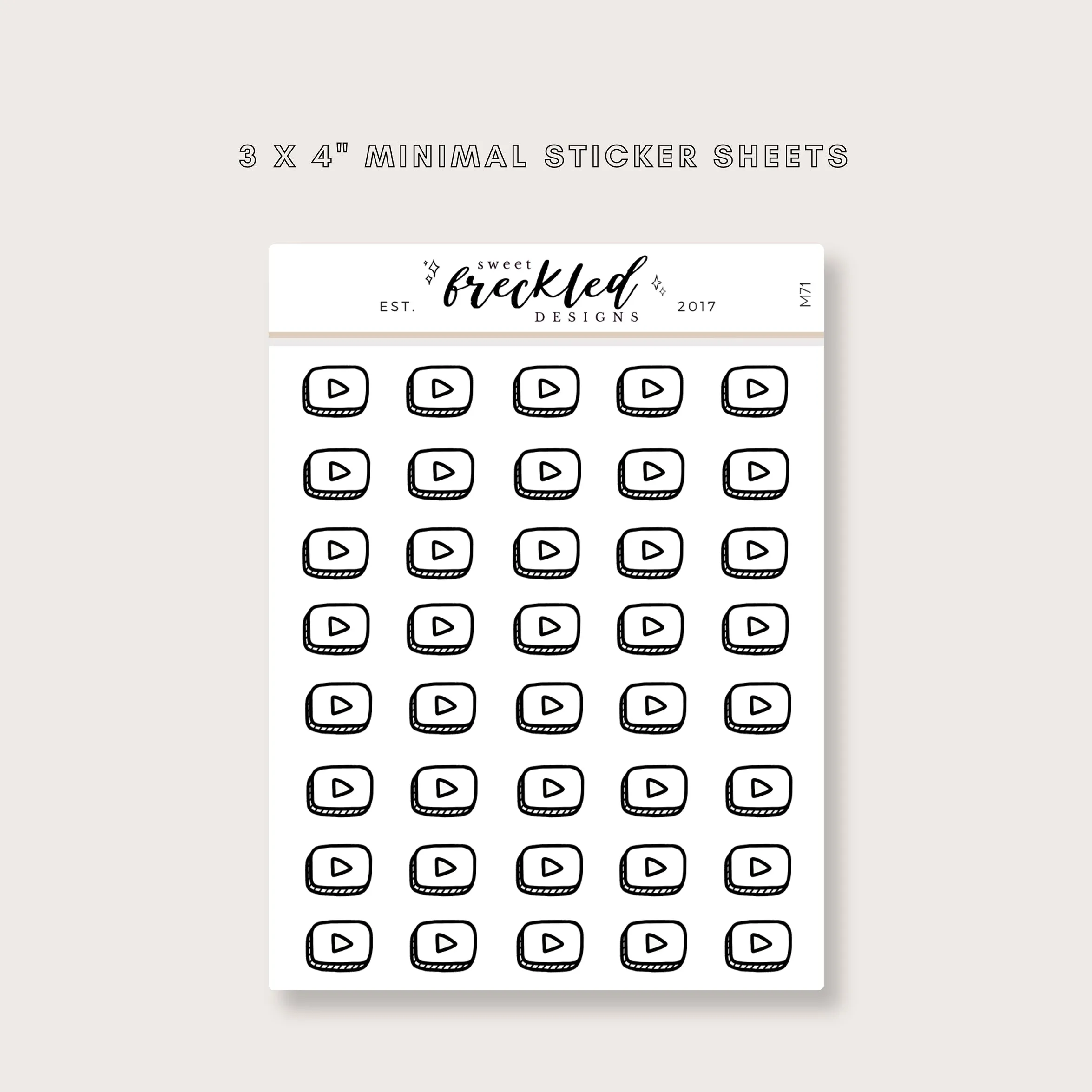 Minimalistic Mini Youtube Button Stickers