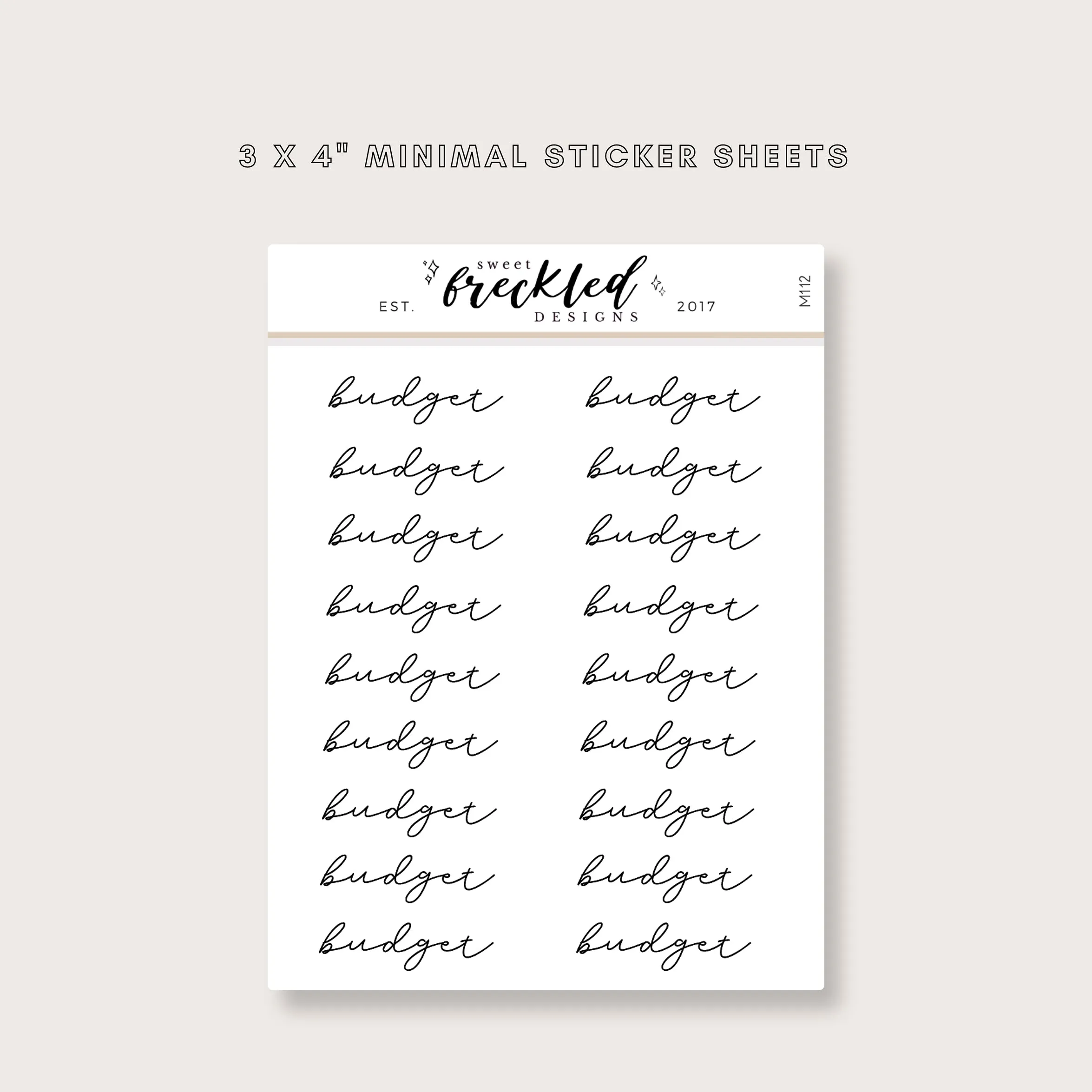 Minimalistic Script "Budget" Stickers