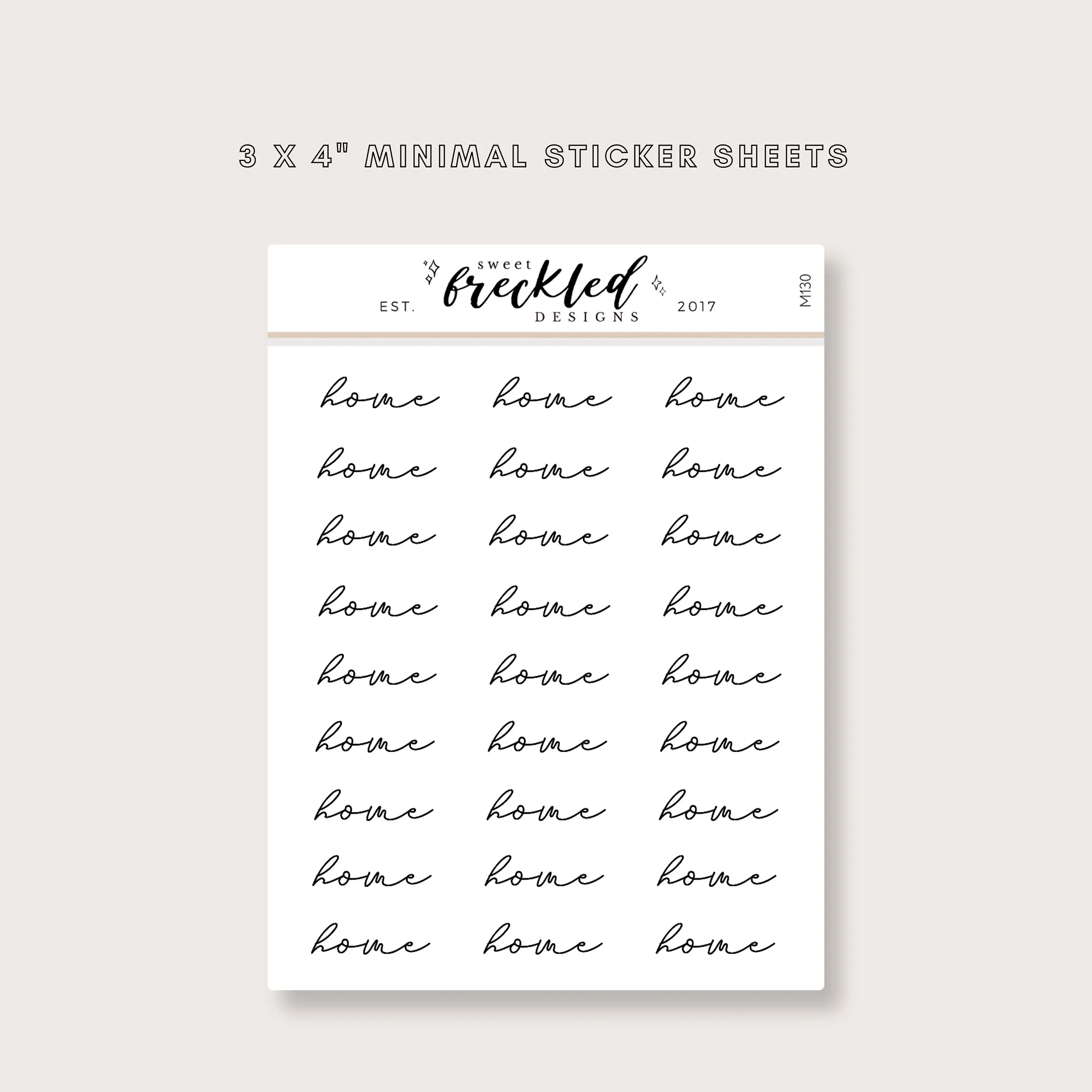 Minimalistic Script "Home" Stickers