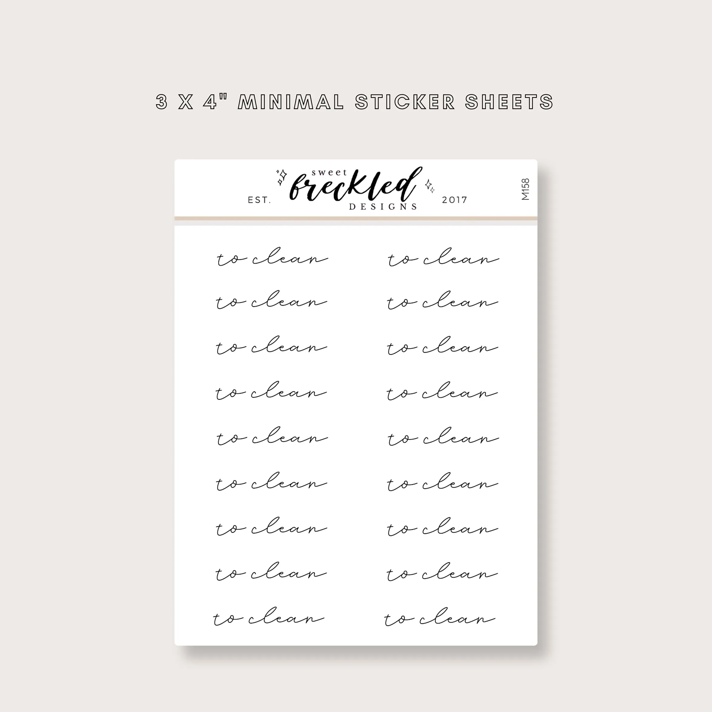 Minimalistic Script "To Clean" Stickers