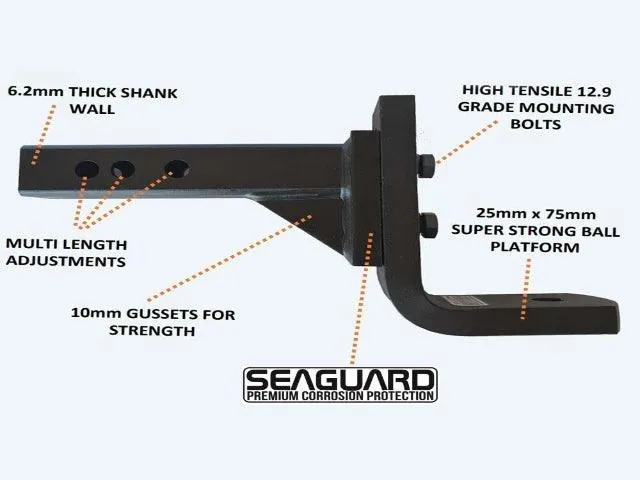 Mister Hitches - Adjustable Tow Hitch 4000Kg | 12 Stage Ball Mount (Heavy Duty)  (MHABM-5XHD)
