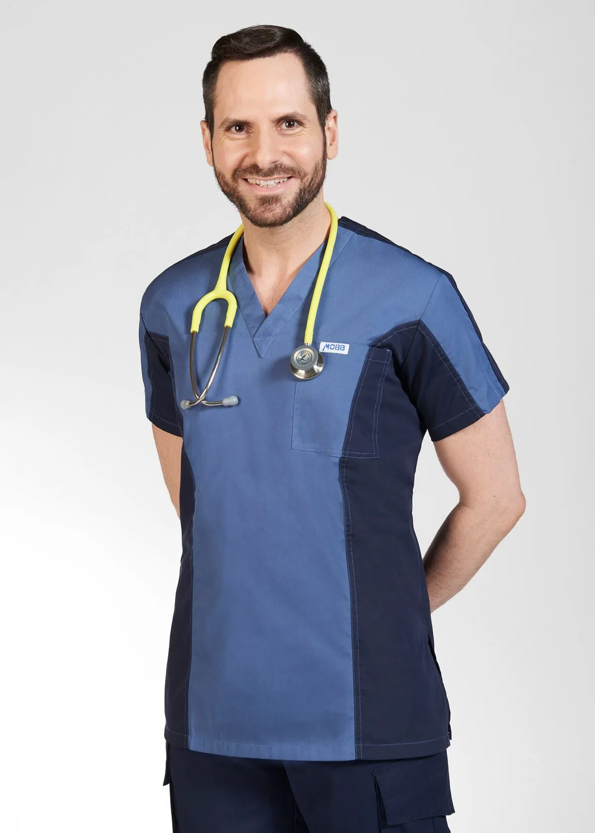 MOBB - Scrub Top, 2 Tone - MENS - 409T