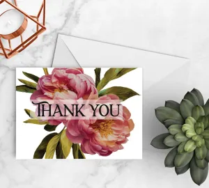 Modern Peony Thank You Cards