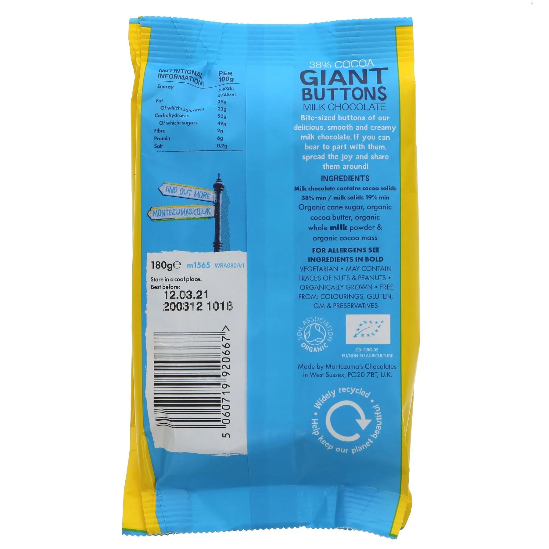 Montezuma's | Milk Chocolate Button Bags | 180G