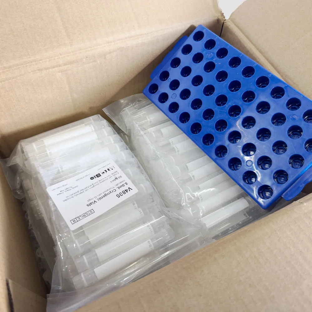 MTC Bio V4805 Sterile 5.0 mL Self-Standing Vials-Graduations, O-Ring (500 Total)