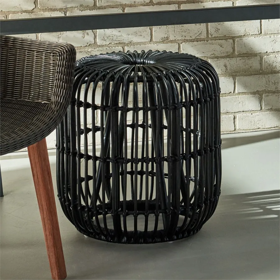 Napa Home Garden, RATTAN STOOL BLACK,rt200bk