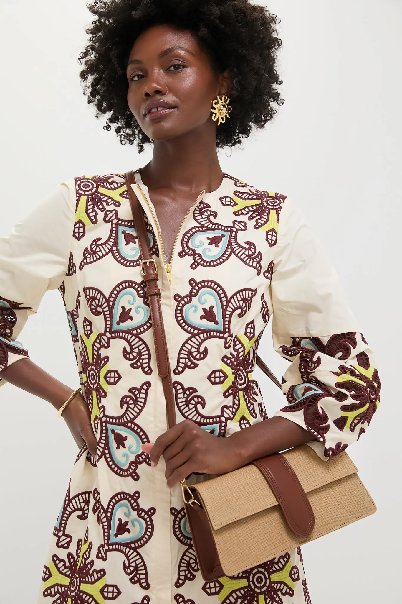 Natural Tan Violet Straw Crossbody