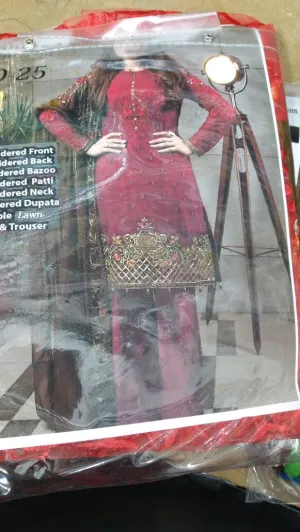 Net lawn dress by imrozia with lawn inner Model # L 1163
