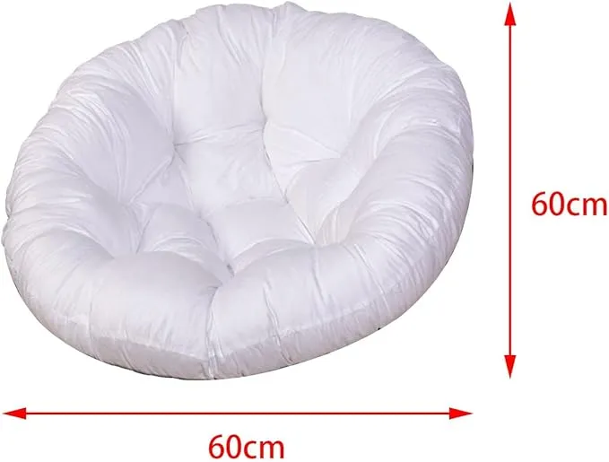 New 24 Inch Round Indoor/Outdoor Chair Cushion! Great for round hammock chairs or as a floor cushion, White! Tufted